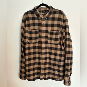 Vans Men's Plaid Black and Tan Shirt